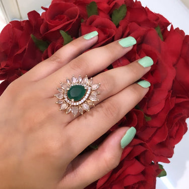 Emerald Drop Ring Zayn Luxury Jewellery